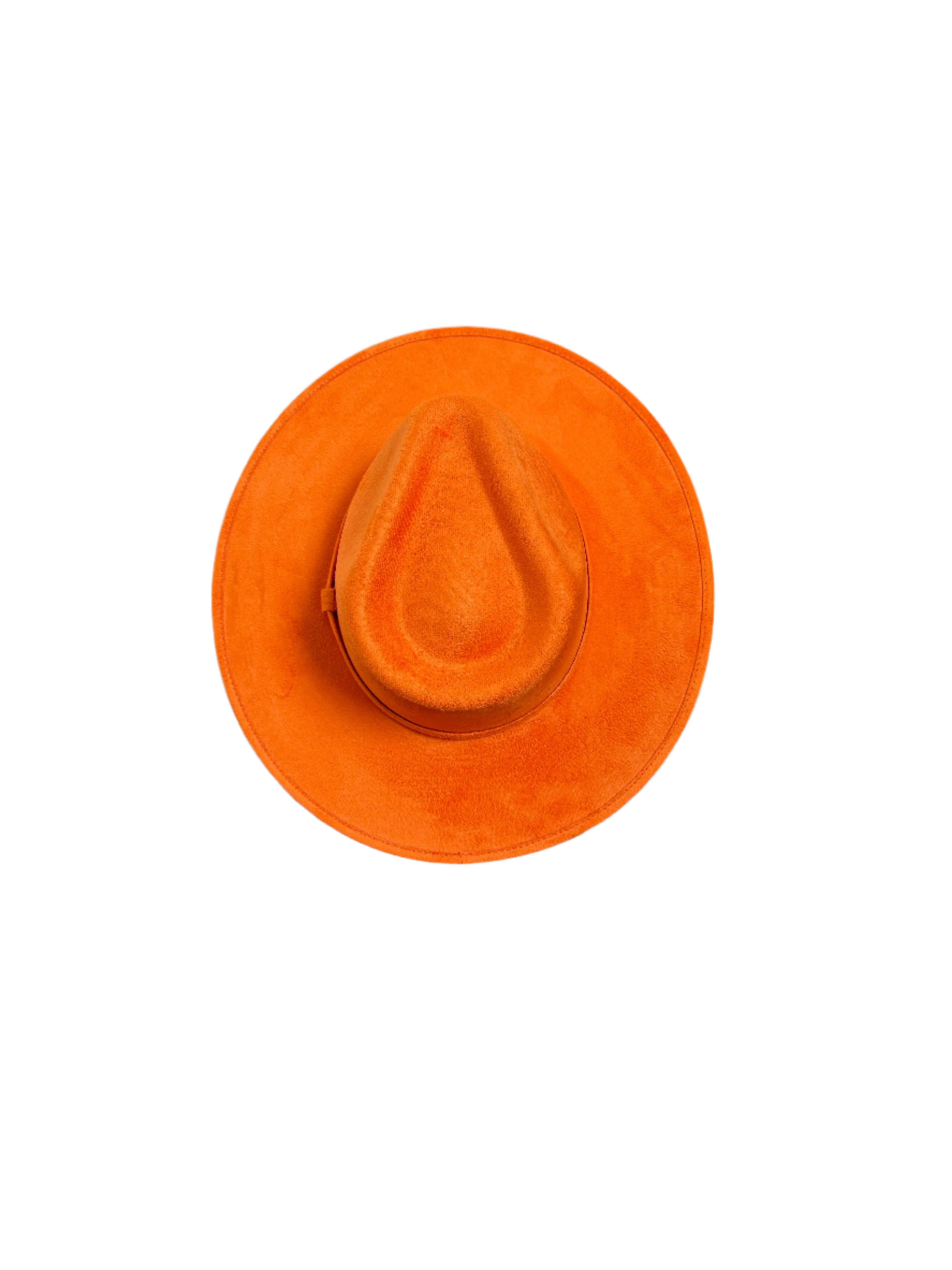 Wilder and Soul Wholesale Hats - Wholesale Fedora - Women's - Vegan Suede Rancher Hat - Bright Orange