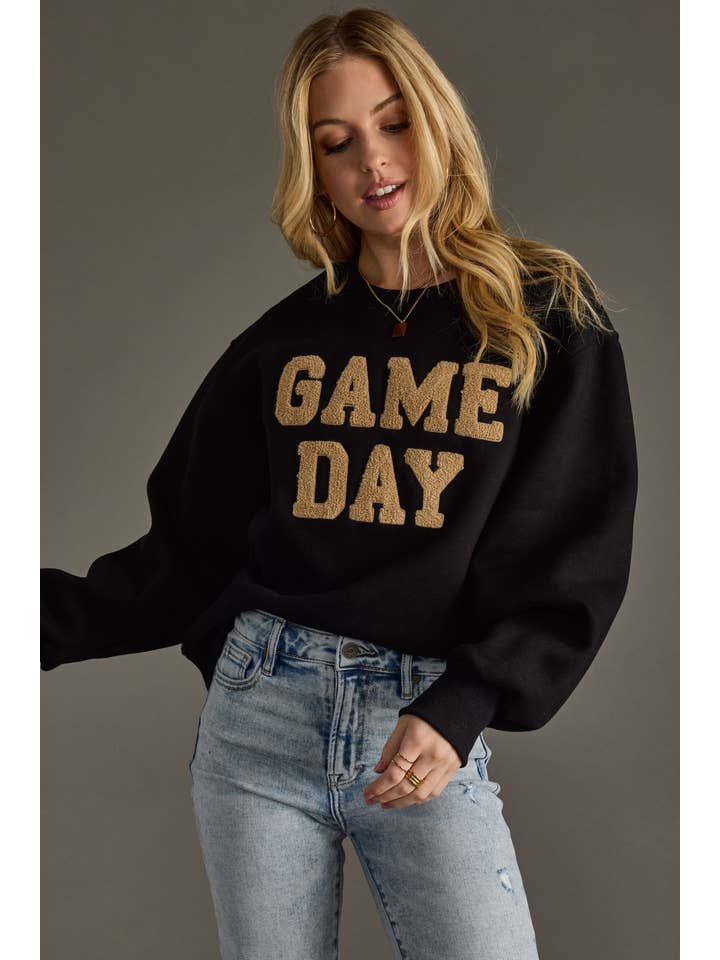 Panache Apparel Co. - Wholesale Graphic Sweatshirt - Women's - Black Game Day Sweatshirt2