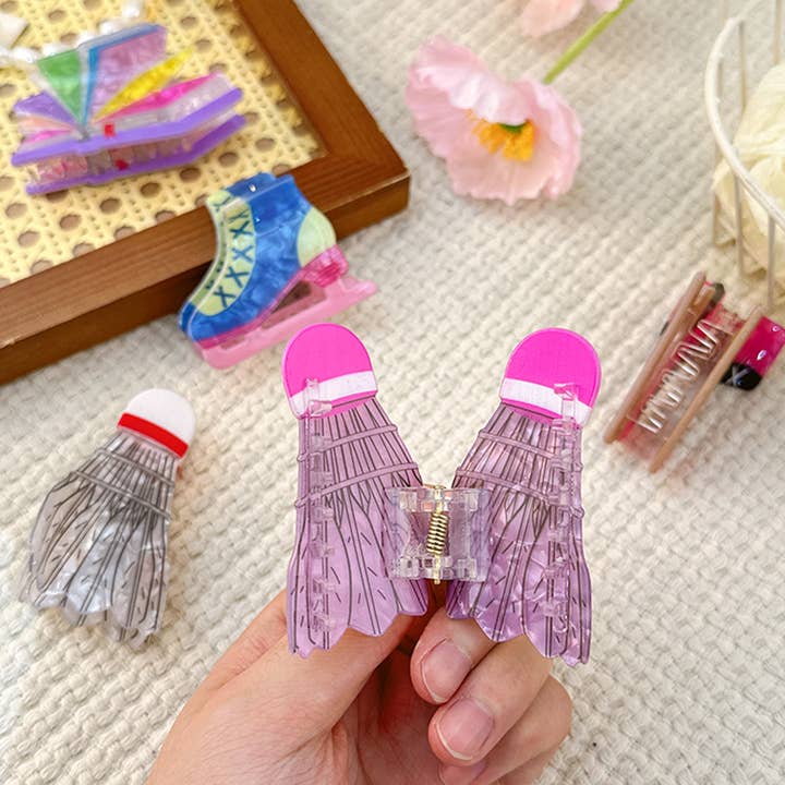 SoapElenGlen - Wholesale Hair Clip - Women's - Fun Badminton Hair Clip, Skate Sports Claw Clip7