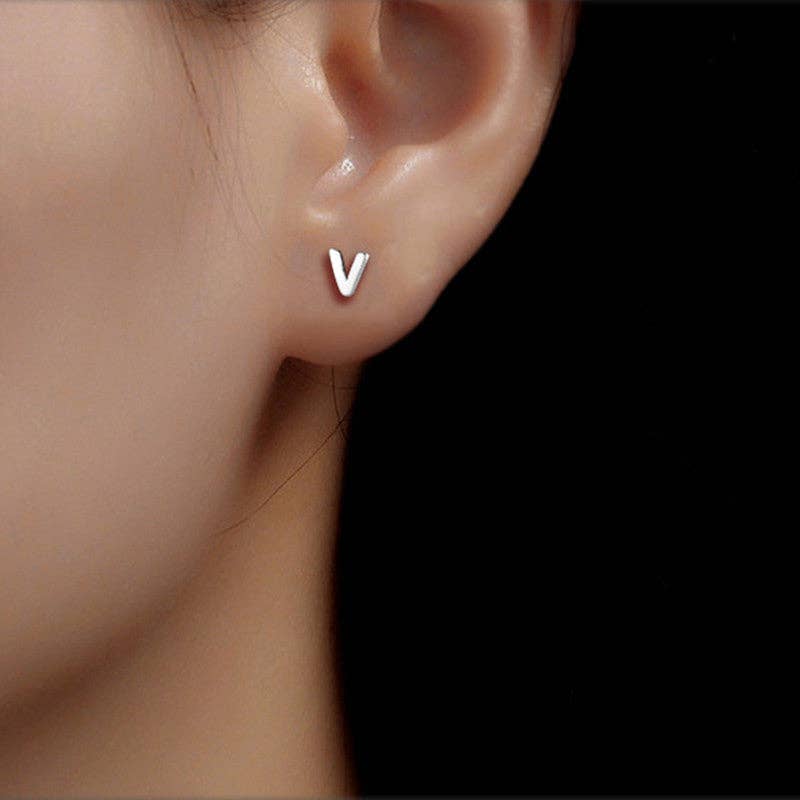 Perimade & Co. LLC - Wholesale Stud/Post Earrings - Dainty Initial Letter Stud Earrings in 925 Sterling Silver21