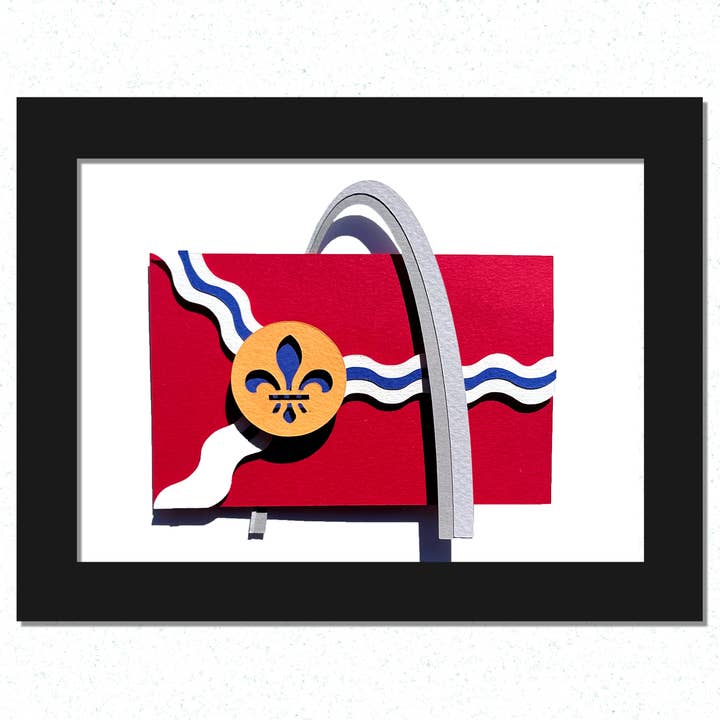 Paper Art Piece: St. Louis (Landscape) Framed, Handmade for wholesale by Paper for the People