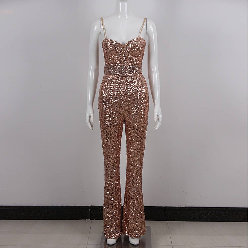 Guld JP012 Elegant jumpsuit med pailletter for engroshandel på Faire0