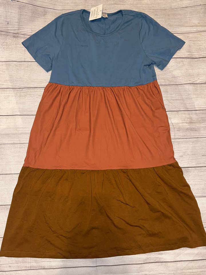 Mom Color Block Knee Length Dress for wholesale by Mississippi Smock Co