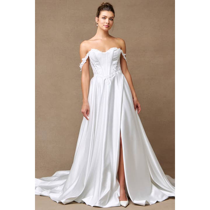 Vestido Destacável de Ombro Descoberto em Linha A com Decote Coração por atacado de Babyfox Apparel