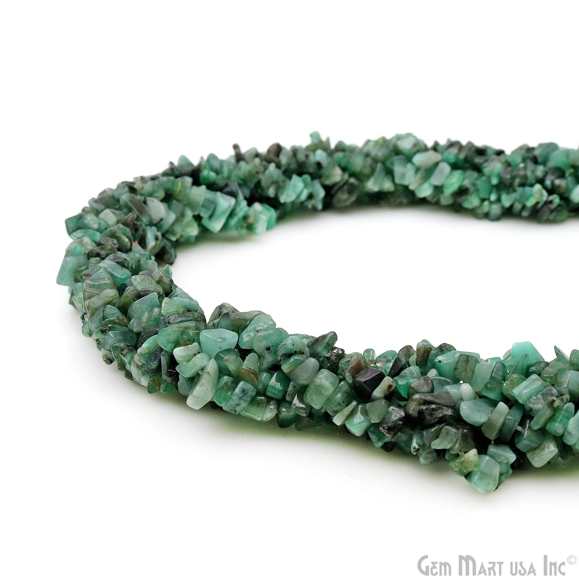 GemMartUSA - Vente Perle - Perles en éclats d'émeraude, fil de pierres précieuses naturelles percées, 34 pouces4