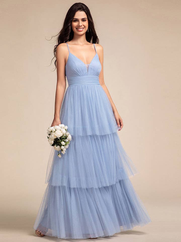 Ever-Pretty - Wholesale Dress - Women's - Romantic See-Through Cake pleated Bridesmaid Dresses3