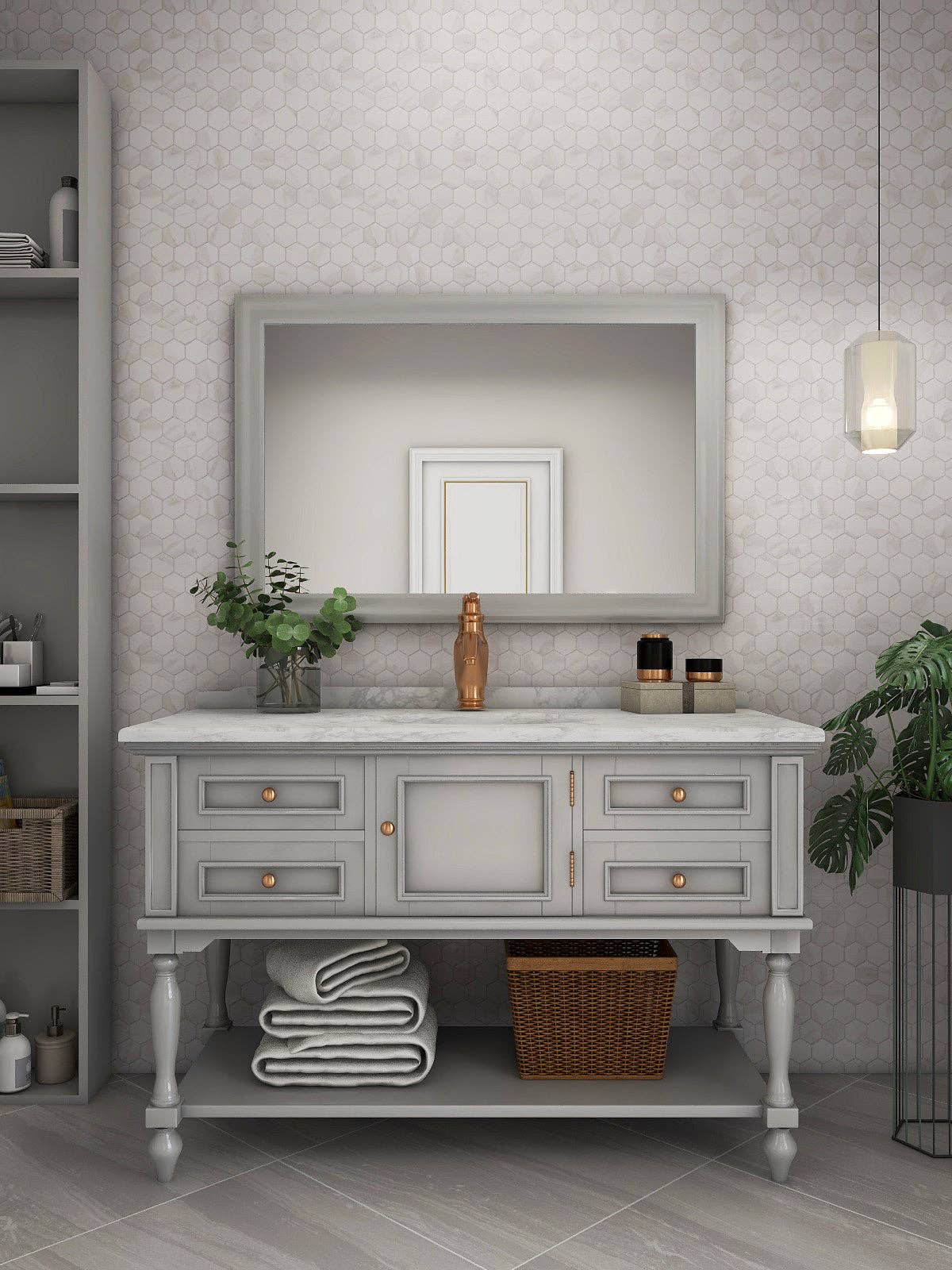 WS Tiles - Wholesale Wall Tile - Retro 2" Hexagon Porcelain Tile, Matte Finished Floor & Wall Tile - 9 Square Feet Per Carton - Carrara5