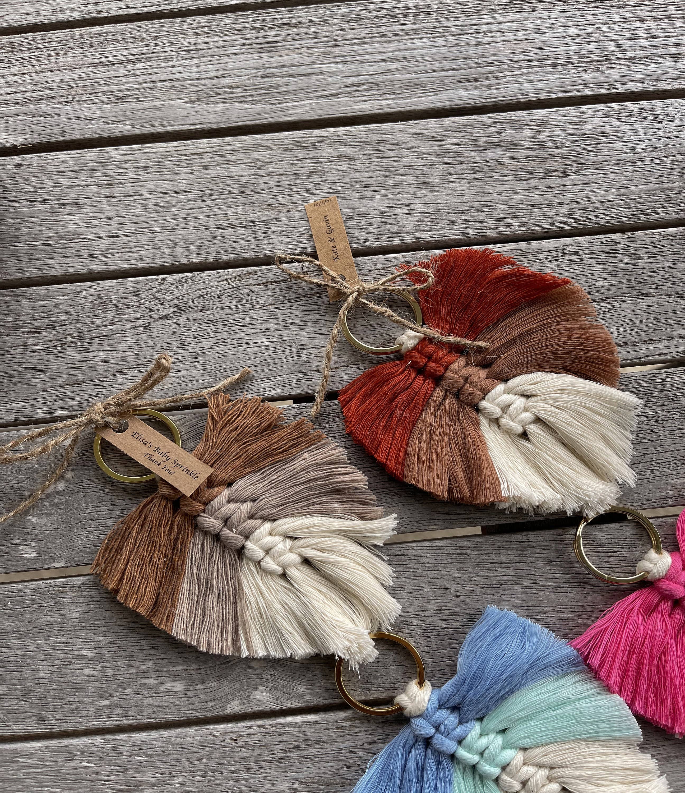 Uniq Favors - Wholesale Keychain – Women's - Macrame Feather Keychain, Brown Leaf Macrame2