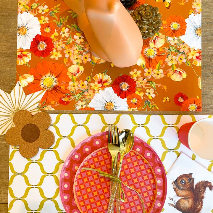 Cami Monet – wholesale Disposable placemat – Retro Groovy Green Placemat Pad1