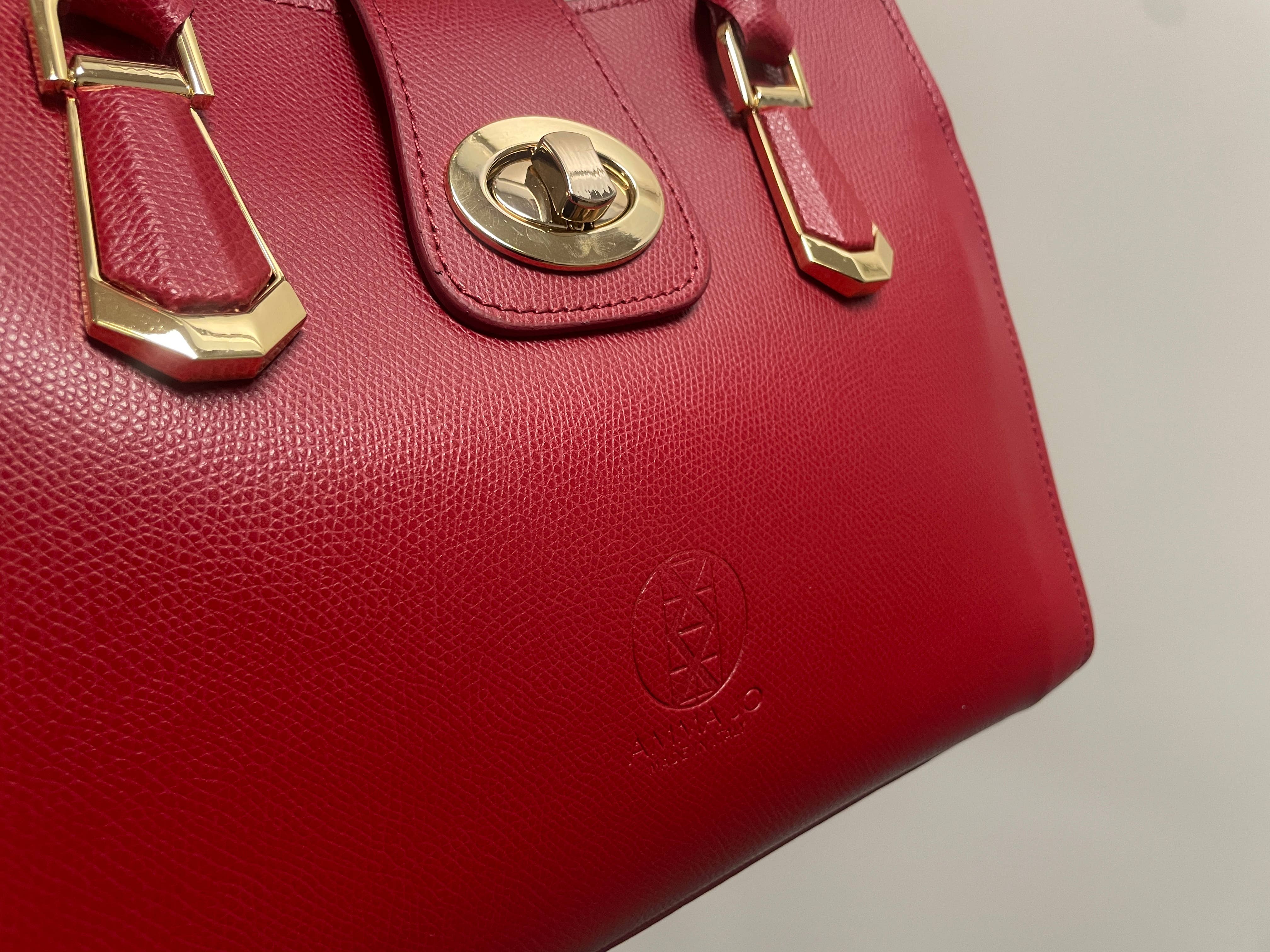 AMMA JO - Wholesale Shoulder Bag - Women's - Carlina - Italian Leather Shoulder Bag (Cherry Red)1