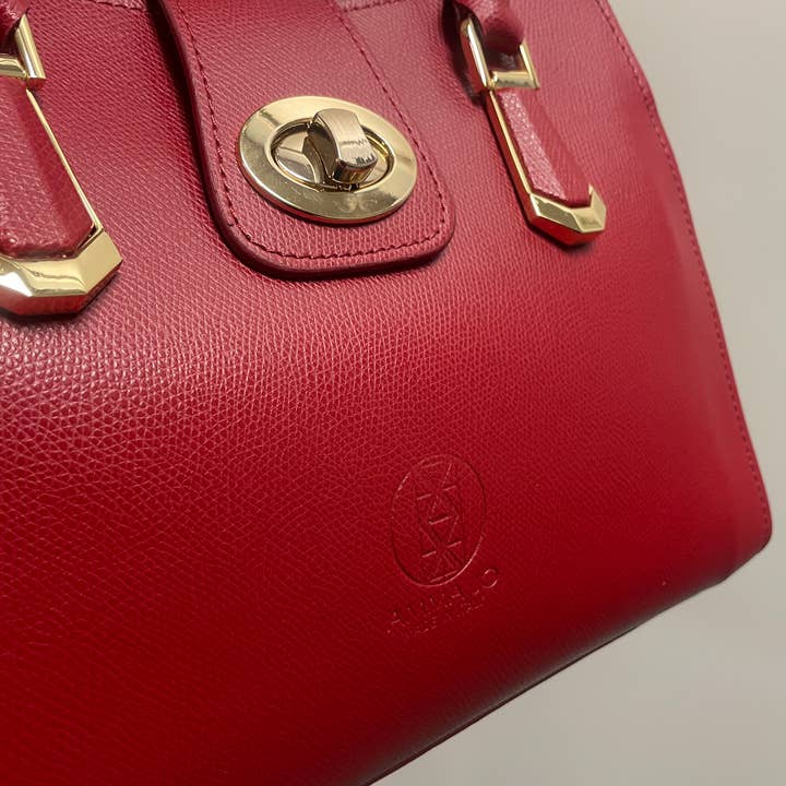 AMMA JO - Wholesale Shoulder Bag - Women's - Carlina - Italian Leather Shoulder Bag (Cherry Red)1