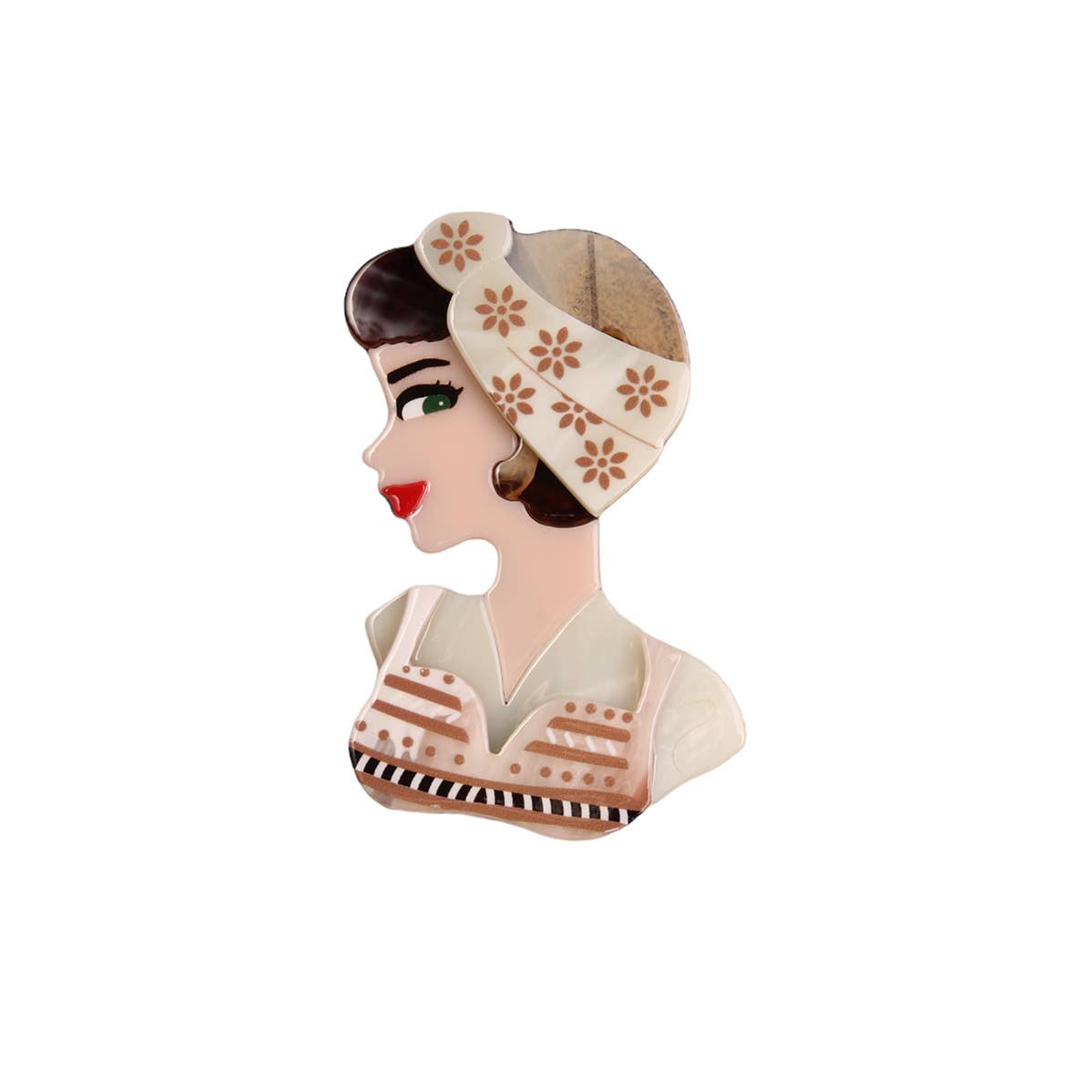 Domoflor s.l - Vente Broches - 🌼👒 Broche "Fille Vintage Champêtre" 💙🌸1