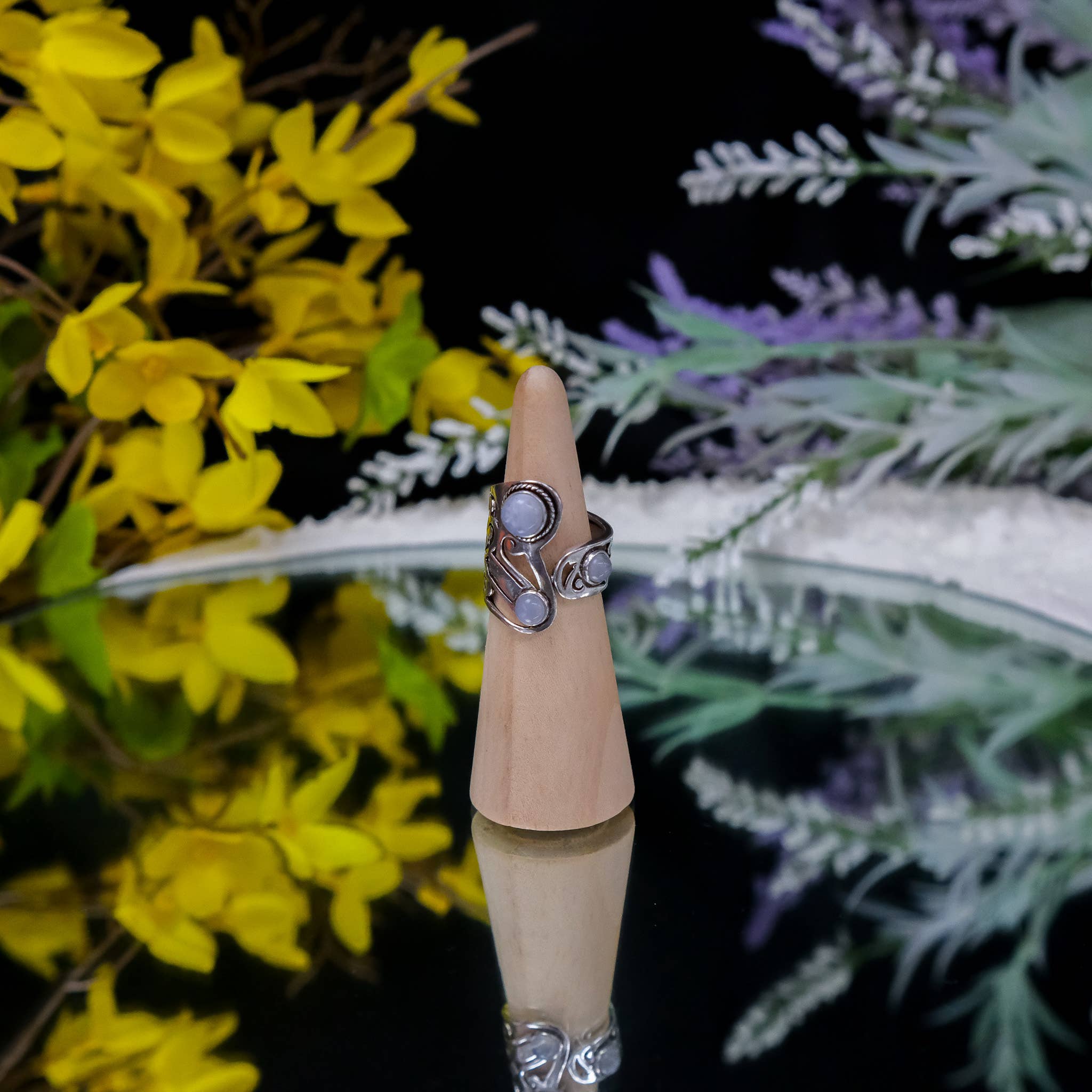 Karma Nepal Crafts – Anel de cocktail/declaração por atacado – Anéis Boho de Prata com Pedras Naturais Ajustáveis7