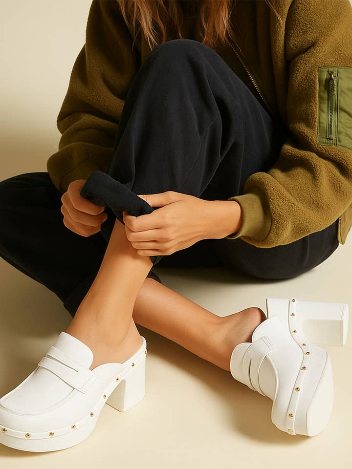 Lyrac Recycled Leather Platform Clogs for wholesale by Rag Company