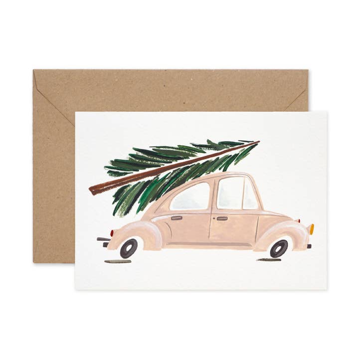 Christmas Vintage Car Card for wholesale by Paper Parade Stationers
