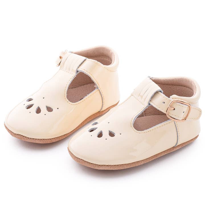 Patent Leather T-Bar | Color 'Vintage Ivory' | Soft Sole for wholesale by Hummbrand