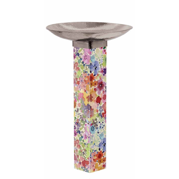 Full Bloom Bird Bath Art Pole (Stainless Steel Top) for wholesale by Studio M