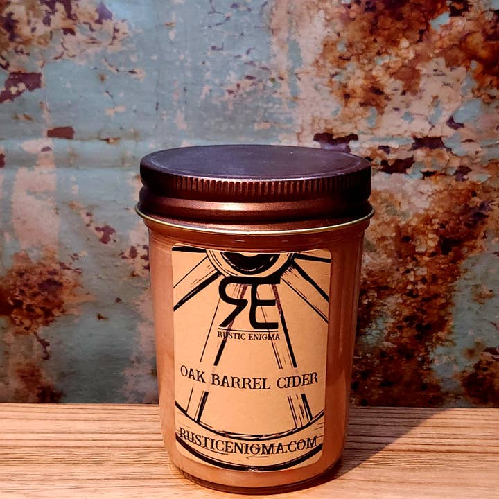 Oak Barrel Cider 8 oz Candle for wholesale by Rustic Enigma