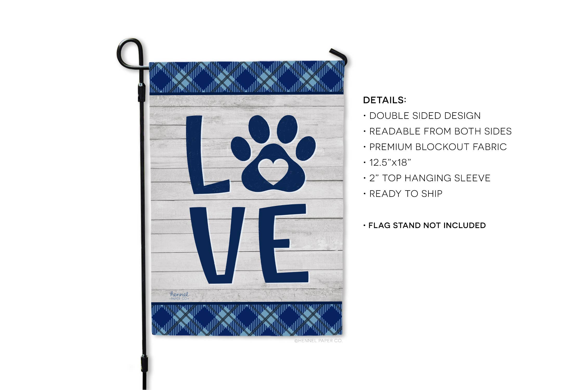 Hennel Paper Co. - Wholesale Flag - Garden Flag - Love Paw Print3