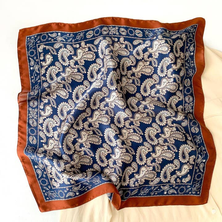 SueSilkHK - Venta al por mayor Bufanda - Mujer - Pañuelo de seda con patrón paisley vintage para hombre | 100 % seda de morera azul | Pañuelo para cabeza, cuello o cabello