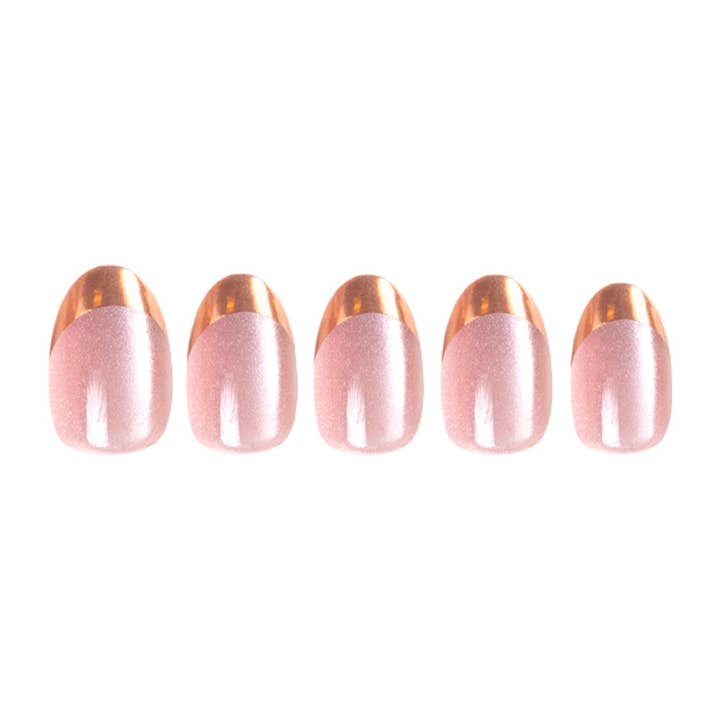 Glamnetic - Wholesale Press-On/Fake Nails - Caramel Apple Press-On Nails| Bronze Chrome Short French Tip