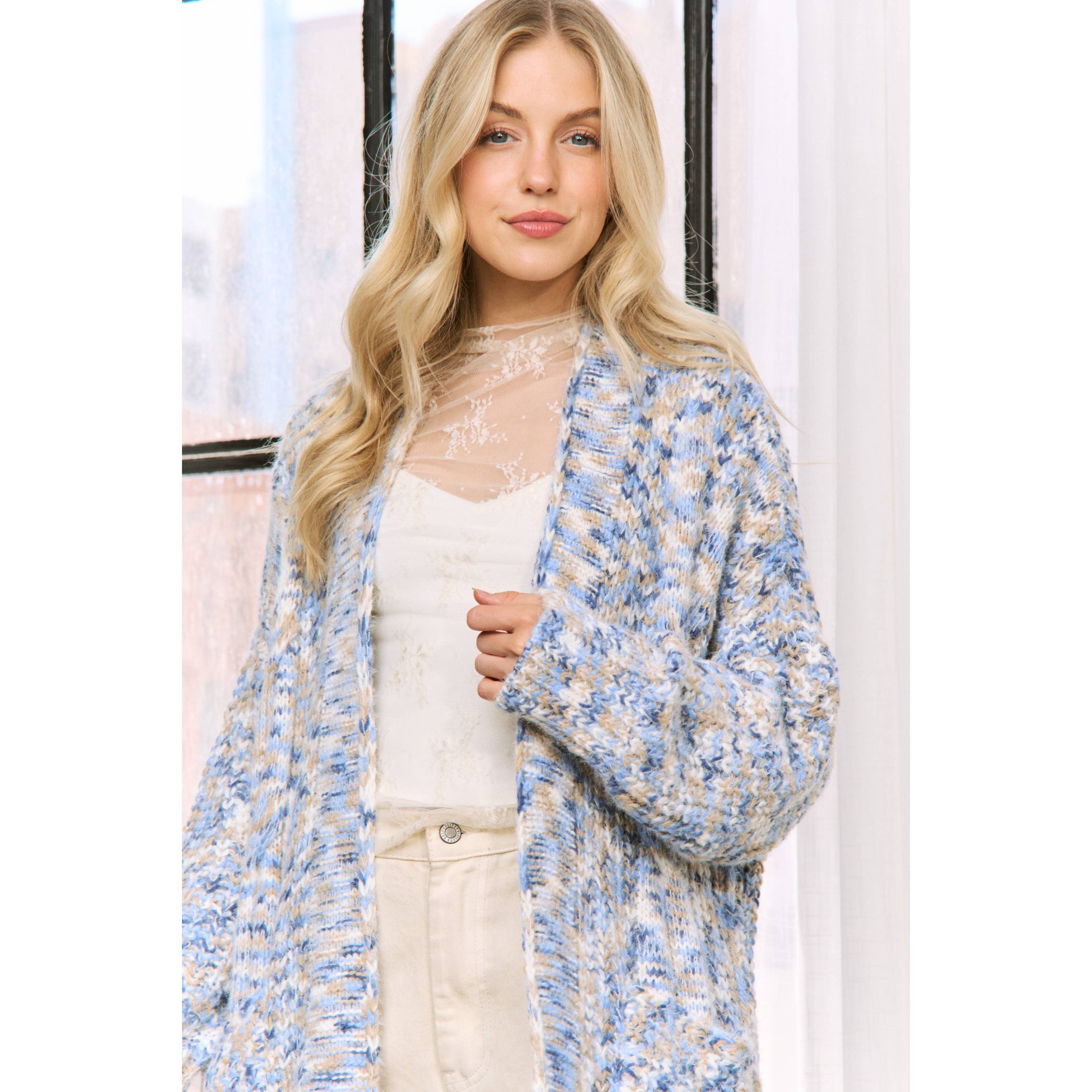 Sweet Generis - Wholesale Cardigan - Women's - SPACE DYED YARN LONG CARDIGAN DUSTER2