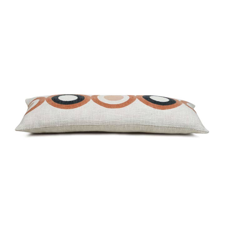 Casa Amarosa - Wholesale Lumbar Pillow - Aakar Circle Block Printed Lumbar Throw Pillow - 12x30 inch