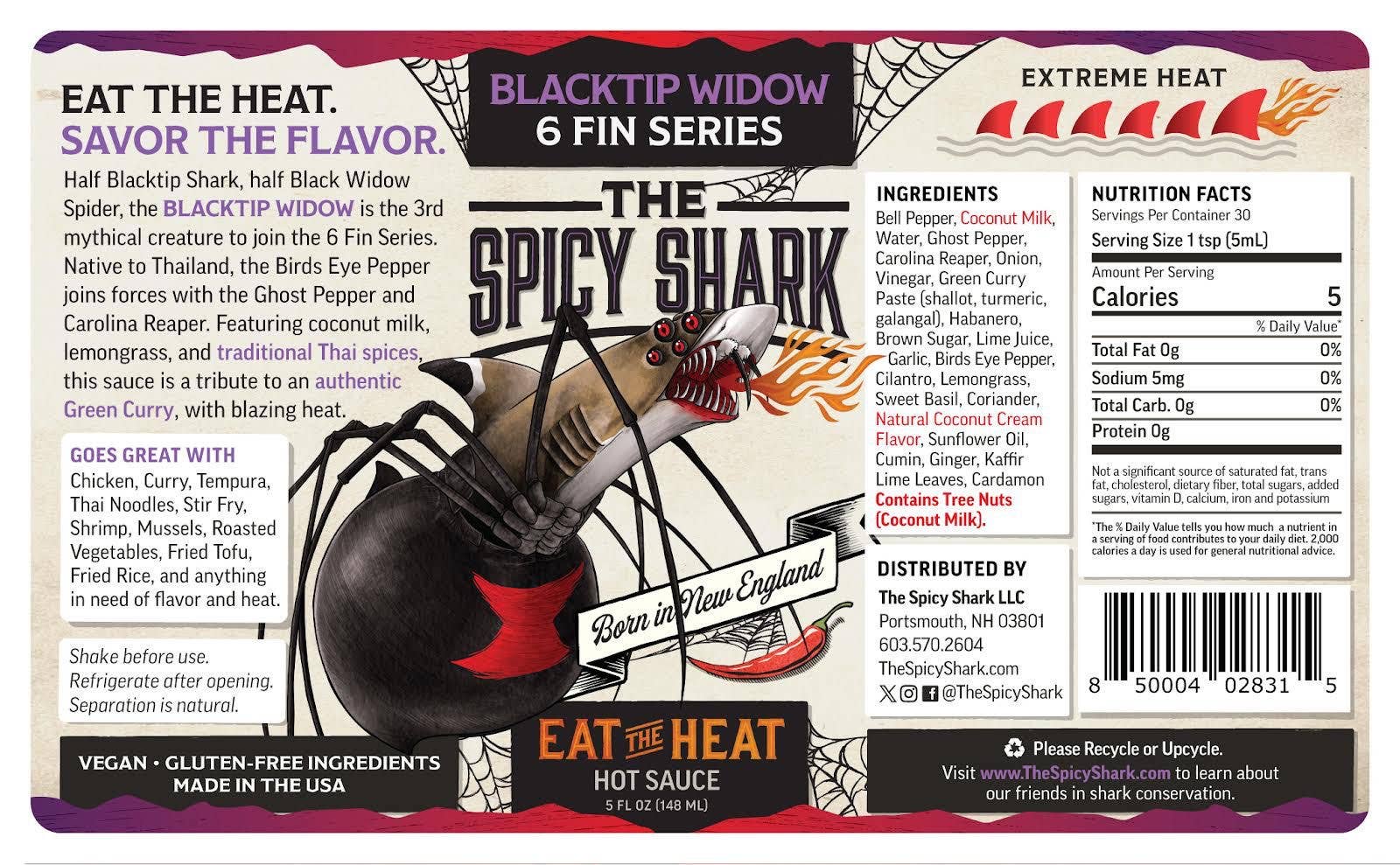 The Spicy Shark - Wholesale Hot Sauce - Blacktip Widow - Extreme Heat 6-Fin Hot Sauce3