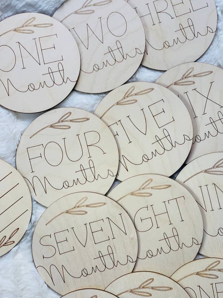 Monthly Baby Photo Milestone Markers (set of 13) for wholesale by SCREATIONS
