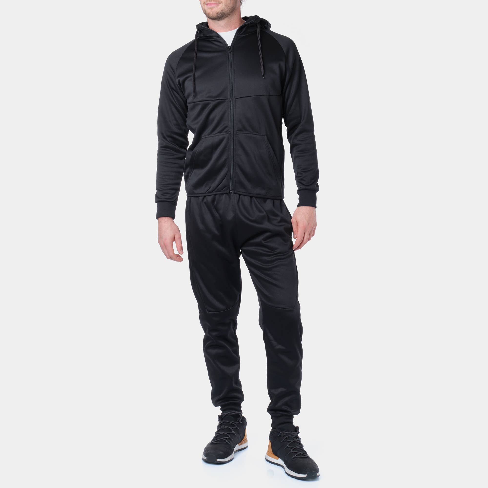 Sort Kento sort træningssæt til mænd med joggers og hættejakke for engroshandel på Faire0