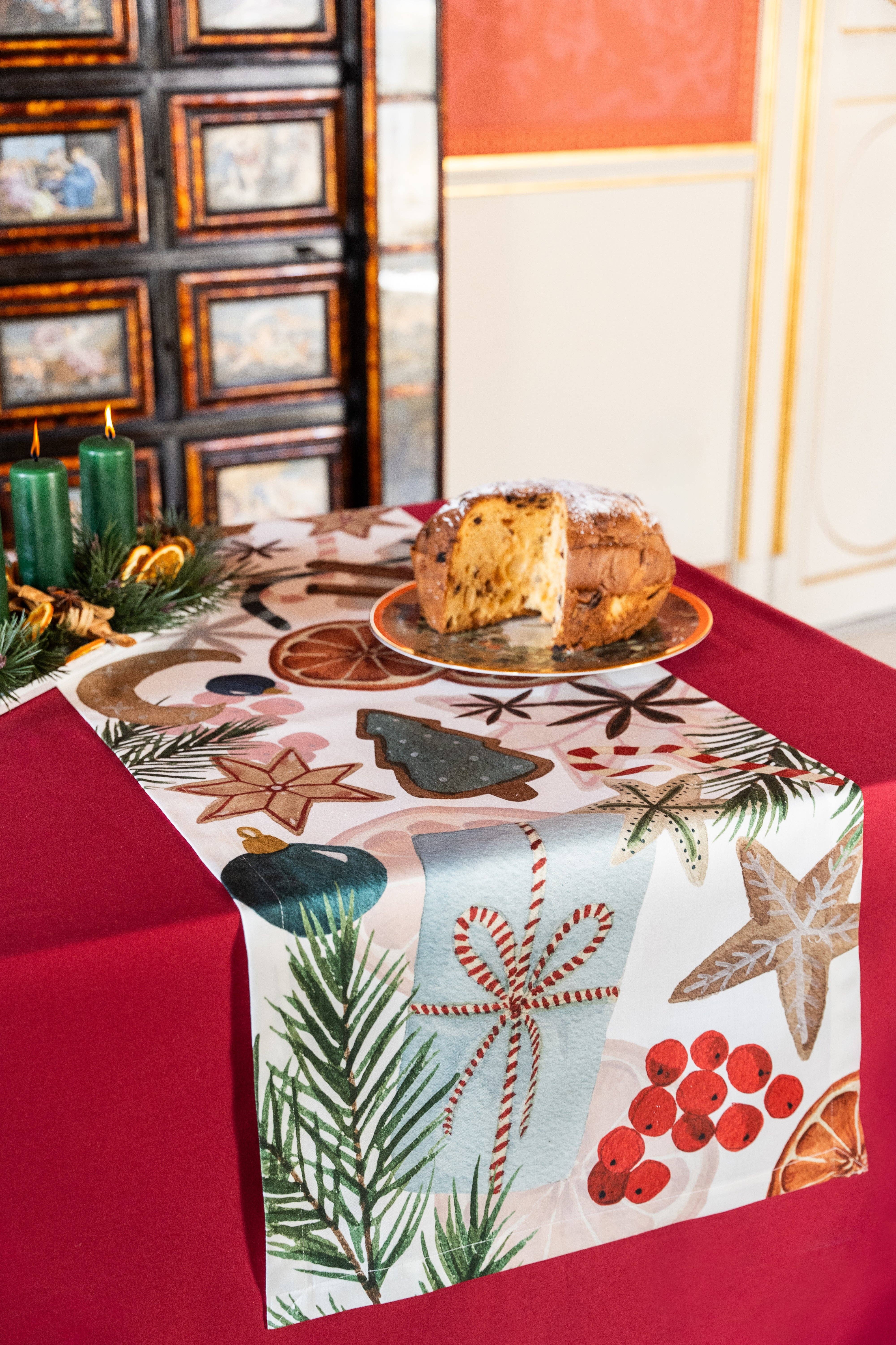 The Napking – wholesale Table runner – Cotton Satin Runner Xmas Tea 100% Made in Italy2