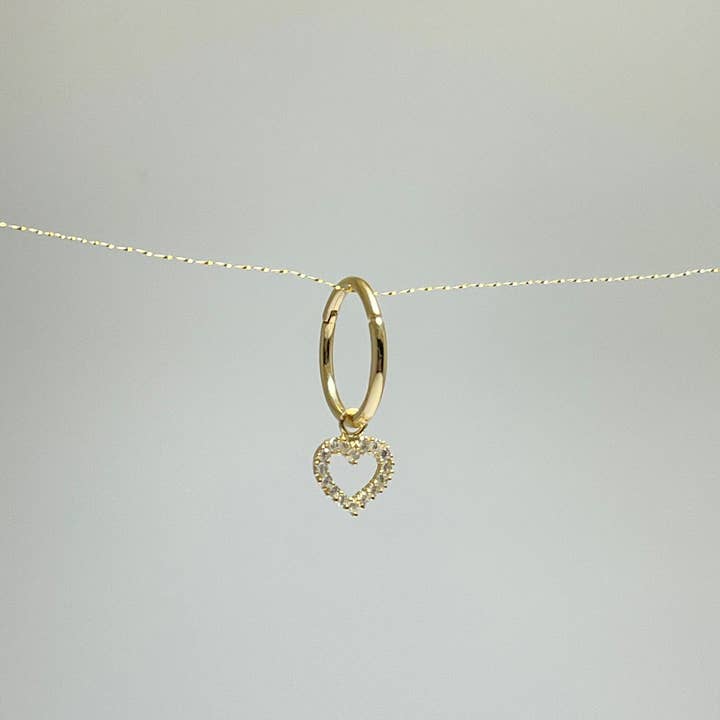 Zahav Jewelry - Wholesale Belly Ring - 14kt Solid Gold | Hoop Belly Ring | Belly Button Rings | 10K Charm | Personalized Jewelry | Heart Charm I Clicker Belly Hoop I Heart CZ3