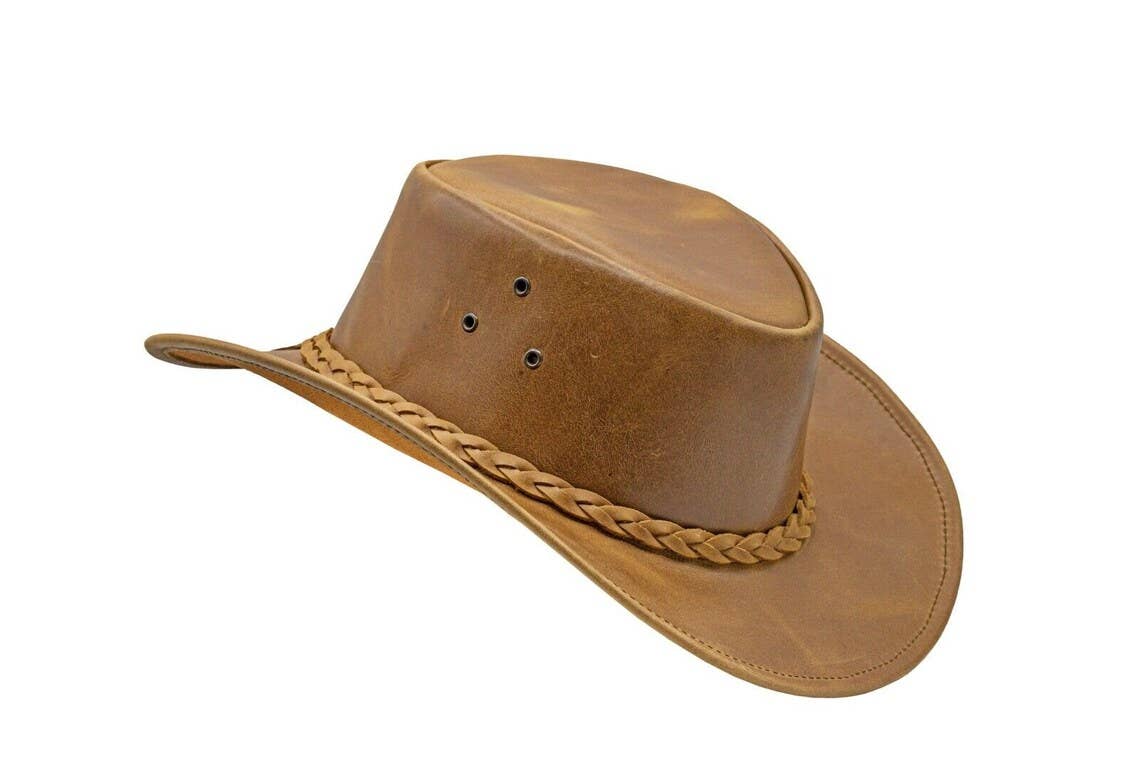 Hadzam - Vendita all'ingrosso Cappello da cowboy - Unisex - Cappello da cowboy Outback in pelle resistente da uomo e donna.1