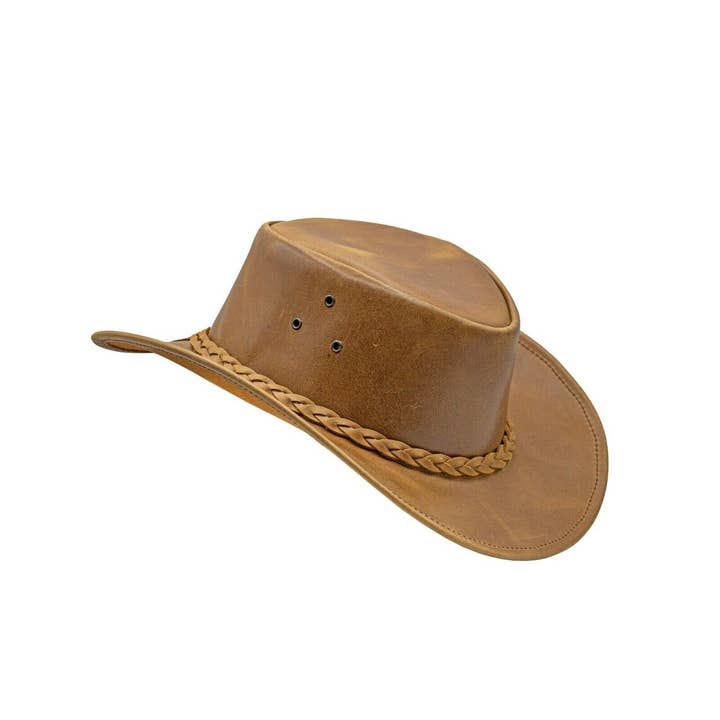 Hadzam - Vendita all'ingrosso Cappello da cowboy - Unisex - Cappello da cowboy Outback in pelle resistente da uomo e donna.1
