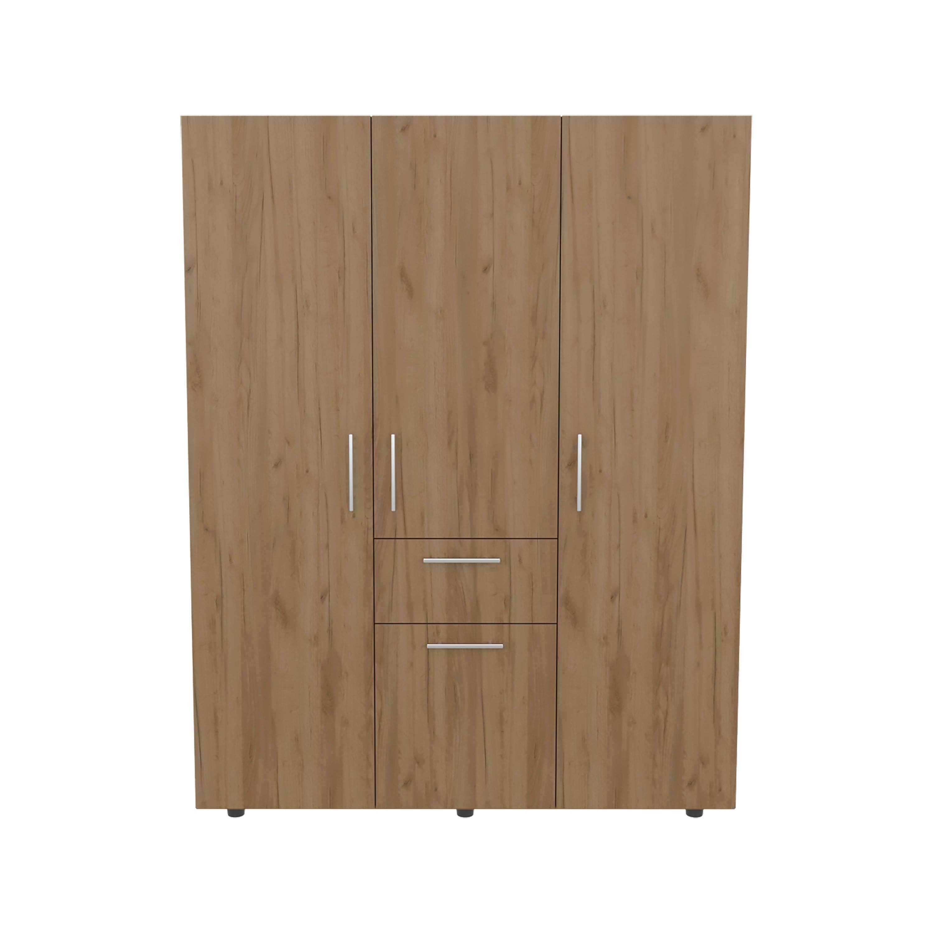 Natural Oak Bariloche 70" High Four- Door, One Drawer Armoire With Three Hanging Rods, Seven Shelves Bedroom, Wardrove, Closet for wholesale on Faire5