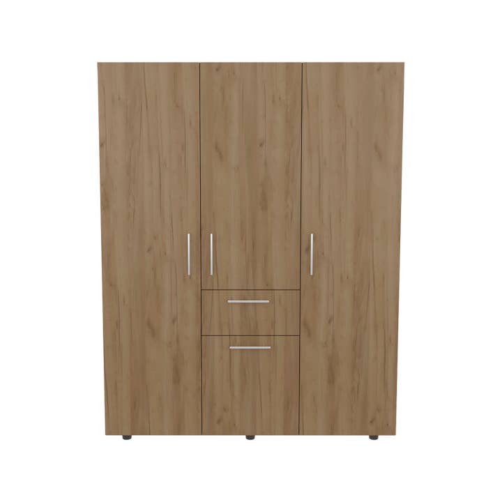 Natural Oak Bariloche 70" High Four- Door, One Drawer Armoire With Three Hanging Rods, Seven Shelves Bedroom, Wardrove, Closet for wholesale on Faire5