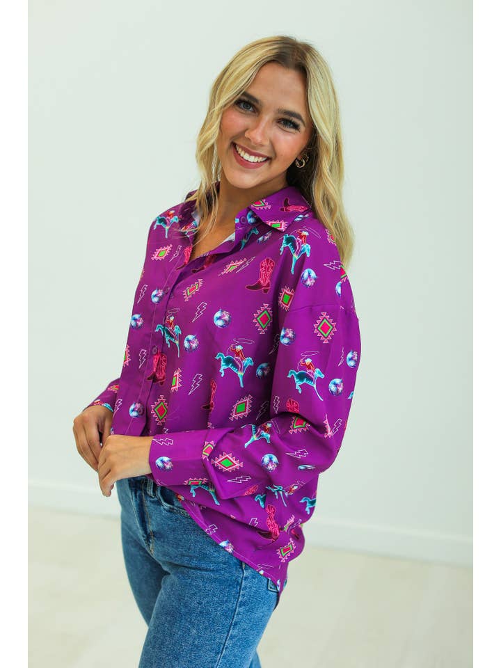 Kathryn Classic Button-Up, Purple Western Elements for wholesale on Faire4