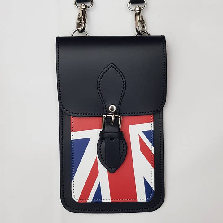 Handmade Leather Mobile Phone Pouch Plus -Union Jack for wholesale by Zatchels