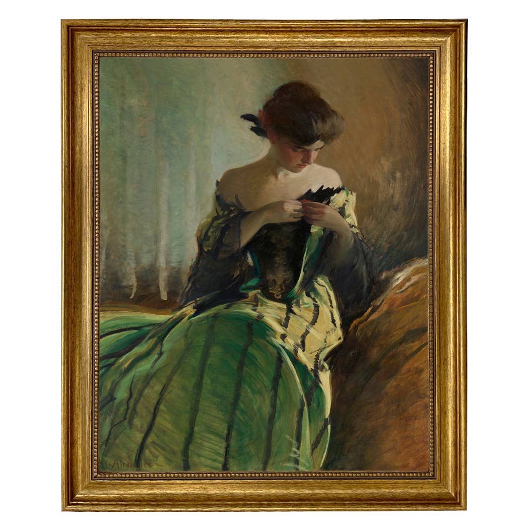 Madison Bay Co. - Historical Home Decor Reproductions - Vendita all'ingrosso Stampa artistica - Stampa su Tela Vintage di Donna in Abito Nero e Verde66