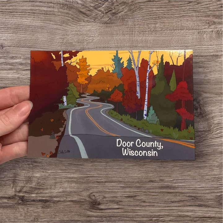 Door County Curvy Road Postcard for wholesale by Emily's Art Cart