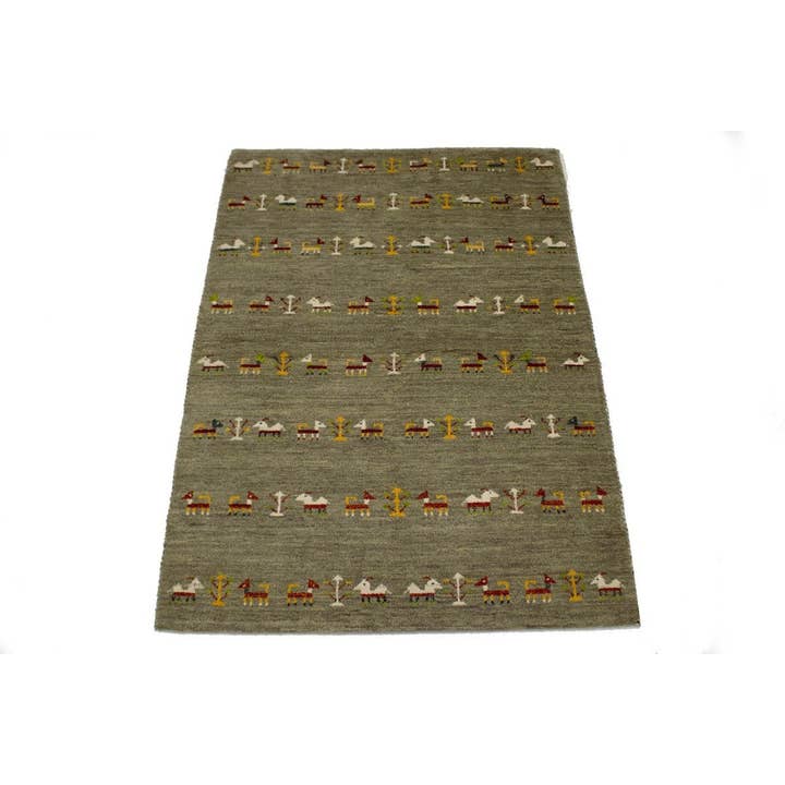 Bronwish Gray 4x6 Tribal Indo-Gabbeh Rug | Oriental Natural for wholesale by Magic Rugs Inc.