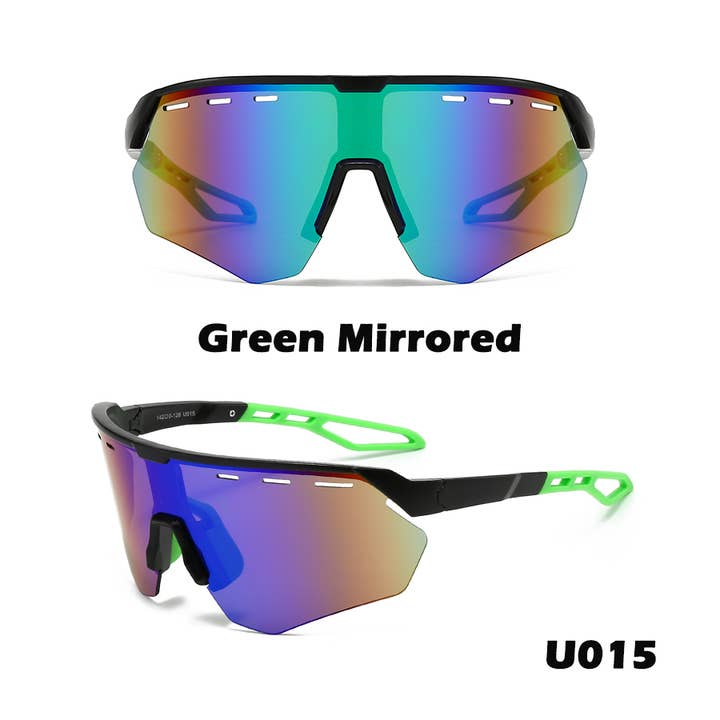 Trio Trading - Wholesale Sunglasses – Unisex - Biking Shield Sunglasses PC UV400 Unisex Assorted 12 Pack3