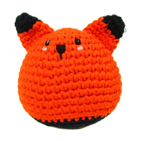Hand Crochet Stuff Toy with Bell, Fennis the Orange Fox for wholesale by Paul and Lucy
