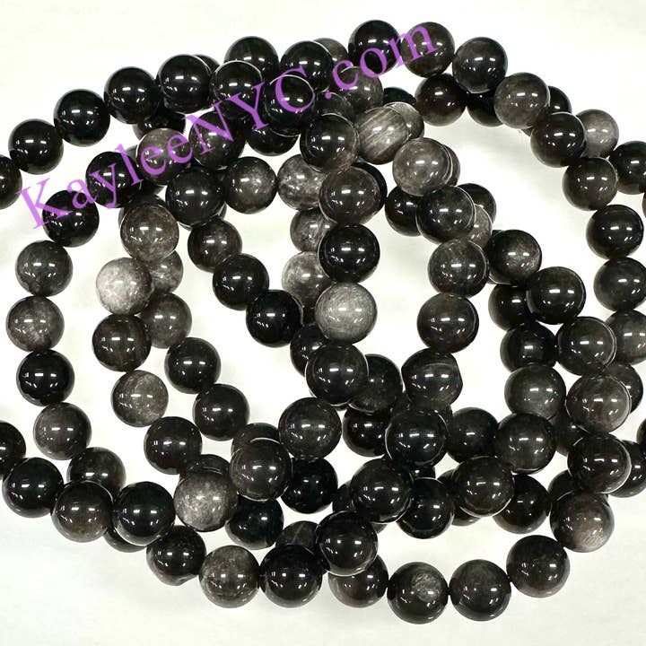 KayleeNYC - Wholesale Beaded Bracelet - Natural Silver Sheen Obsidian 8mm 7.5”1