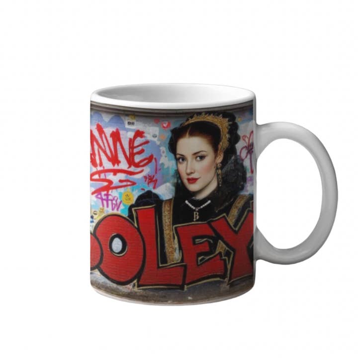 Anne Boleyn Graffiti Mug for wholesale by Scouse Bird Shop