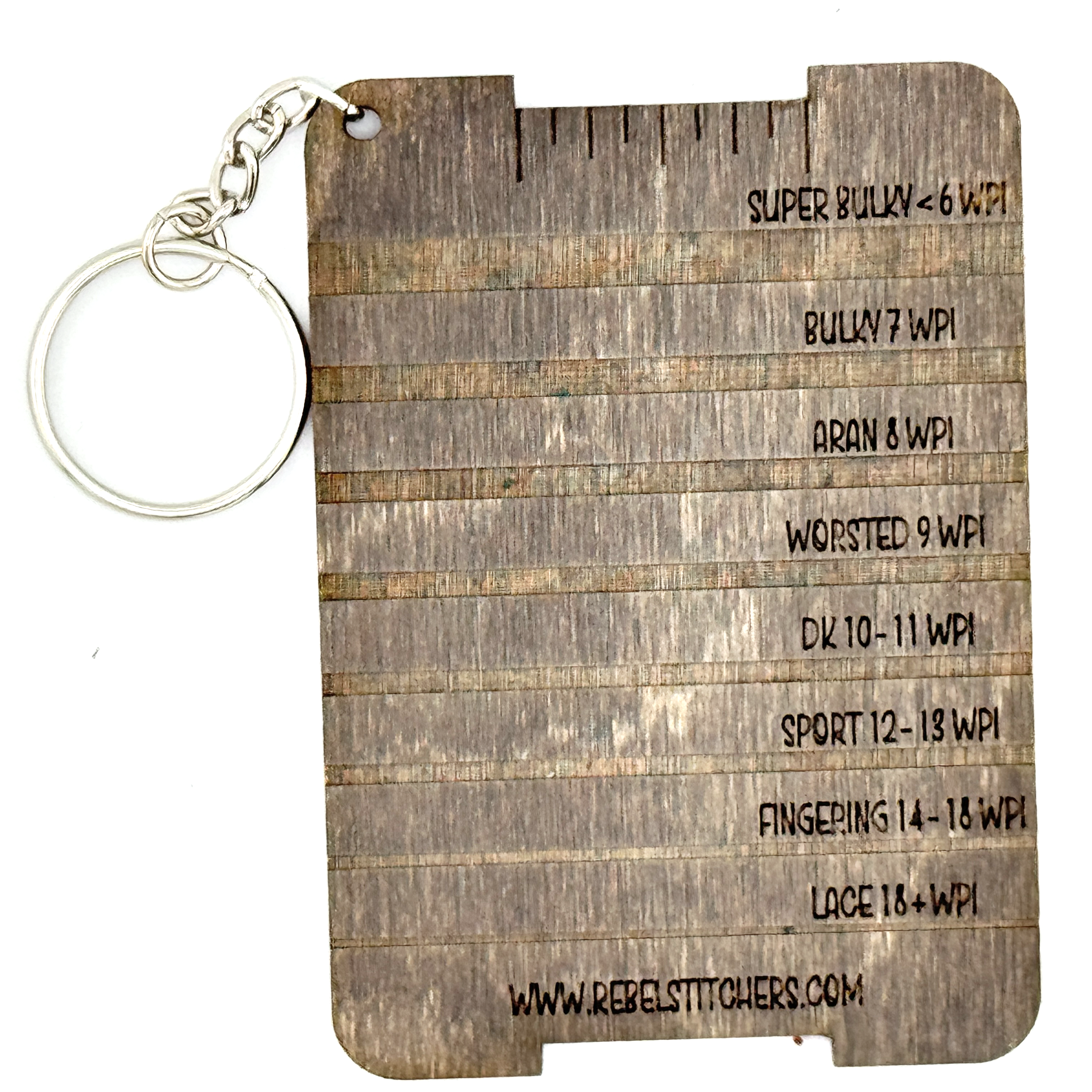 Art by Erica H & Rebel Stitchers - Vente Outil de bricolage - Poids du fil & Jauge de tours par pouce (WPI) – bois 2,5" x 3,5"1