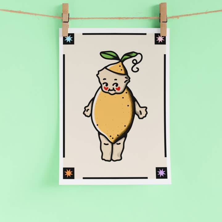 Lemon Kewpie Print A5 for wholesale by Betty Ratbag