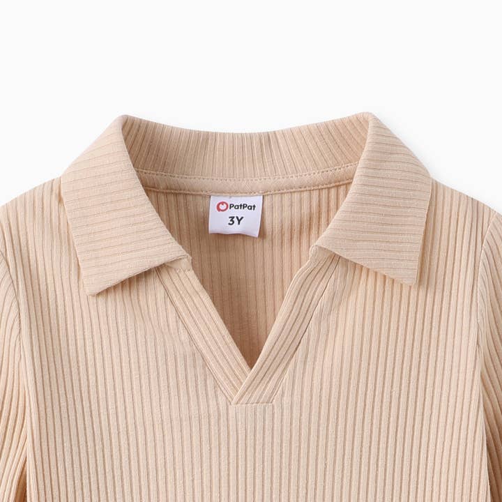 Coffee Toddler Girl 2pcs Classic Polo Collar Top and Grid Skirt Set for wholesale on Faire