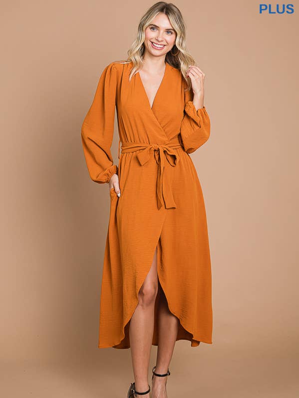 CWD1870LX - FAUX WRAP MAXI HIGH & LOW DRESS for wholesale by Culture Code