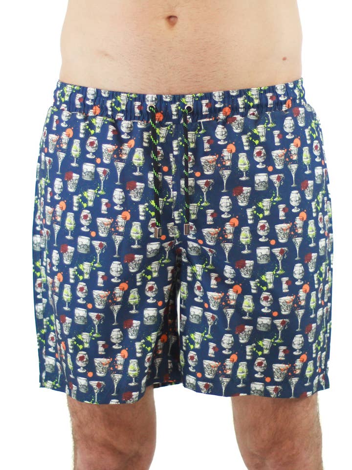 Donkerblauw met cocktailprint voor wholesale door Luchiano Visconti